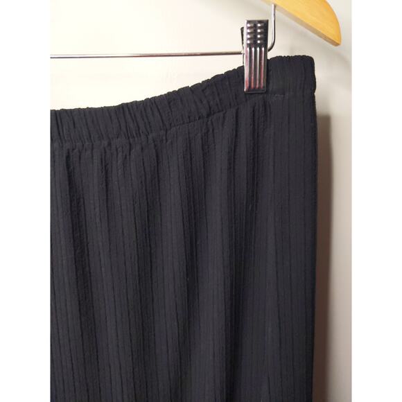 Eileen Fisher Large Black Crinkle Rayon Maxi Skirt Elastic Waist USA Made - Picture 3 of 9